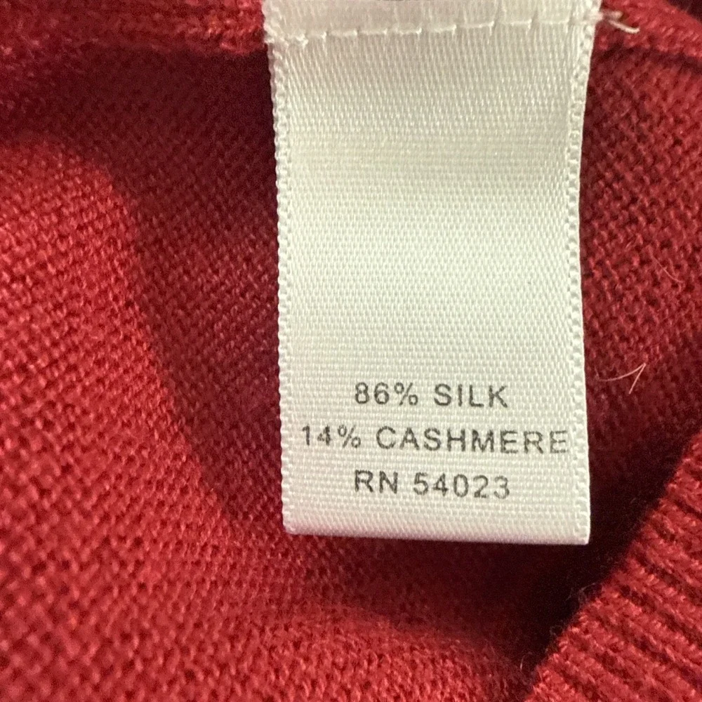 Banana Republic Sweater Men Large Silk Cashmere V-Neck Red Lightweight Knit